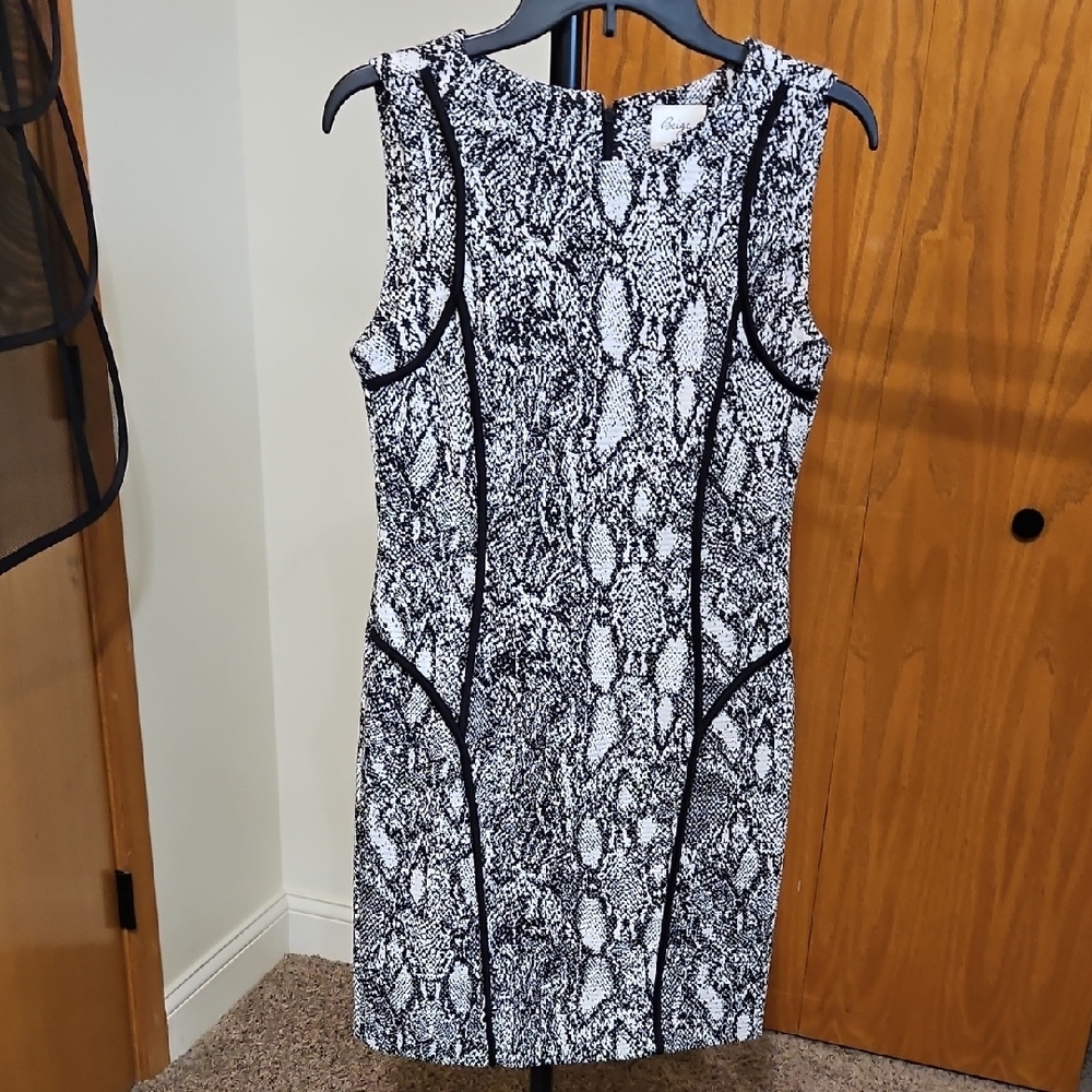 Beige by eci Black and White Snake Print Mini Dress